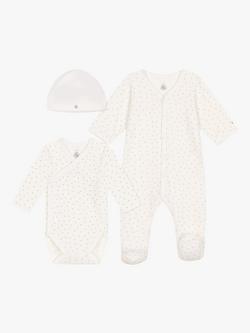 Petit Bateau Baby Dorsbien Cotton Sleepsuit, Bodysuit & Beanie Hat Set, Variante 1