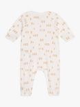 Petit Bateau Baby Bird Print Cotton Sleepsuit, Marshmallow/Multi