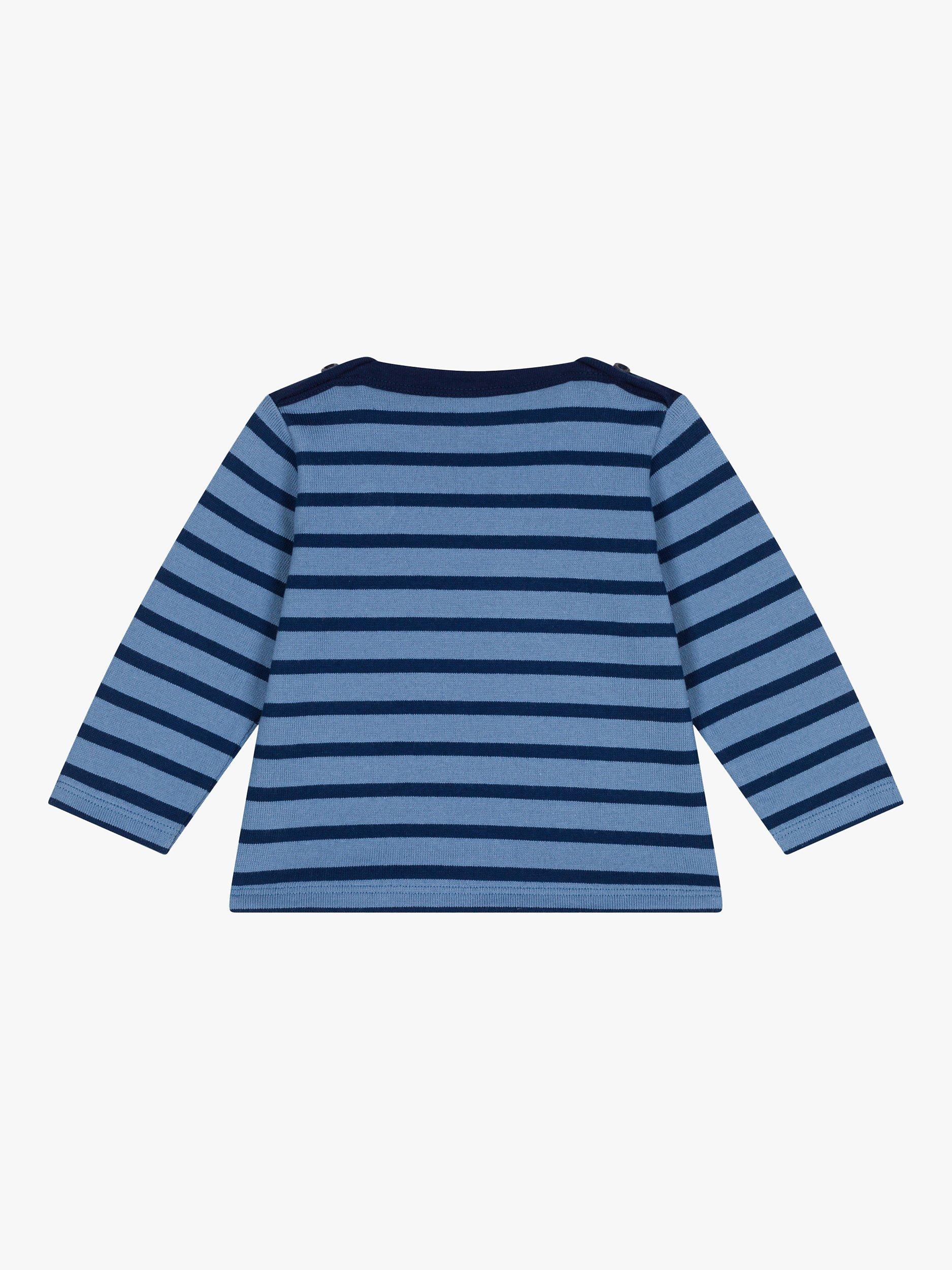 Product image 2 of 3, which shows Petit Bateau Baby Breton Stripe Cotton Top, Beach/Medieval, 3 months