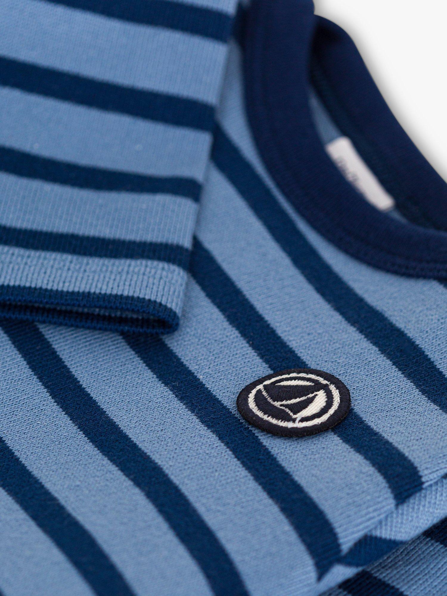 Product image 3 of 3, which shows Petit Bateau Baby Breton Stripe Cotton Top, Beach/Medieval, 3 months