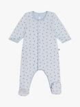 Petit Bateau Baby Tiny Stars Cotton Velour Sleepsuit, Gomme/Beach