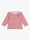 Petit Bateau Baby Breton Stripe Cotton Top, Rosewood/Avalanche