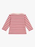 Petit Bateau Baby Breton Stripe Cotton Top, Rosewood/Avalanche