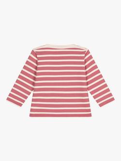 Petit Bateau Baby Breton Stripe Cotton Top - view 2, Rosewood/Avalanche
