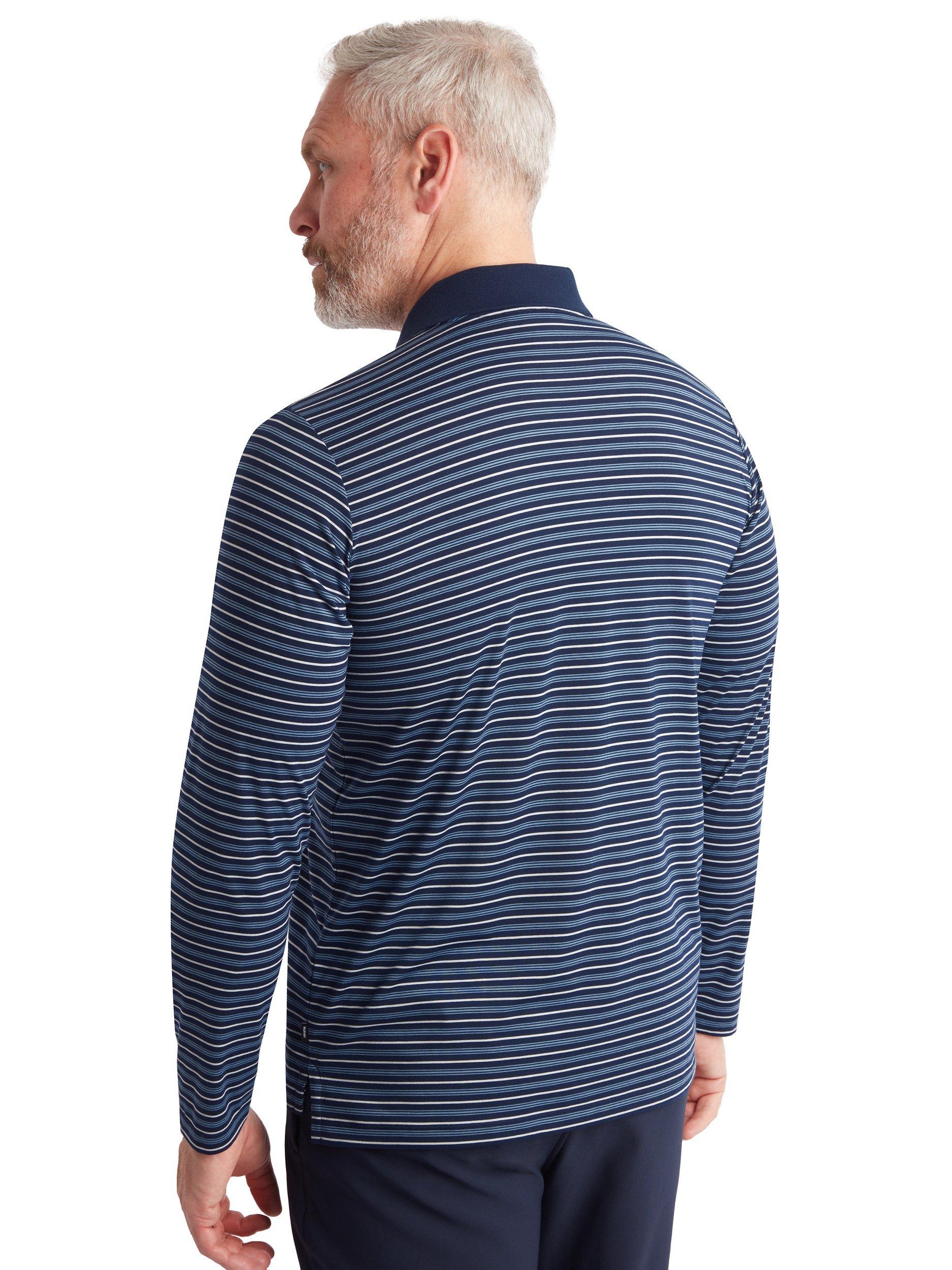 Product image 2 of 5, which shows Rohan Men's Long Sleeve Shoreline Polo Top, Frenchbluebluestripe, S