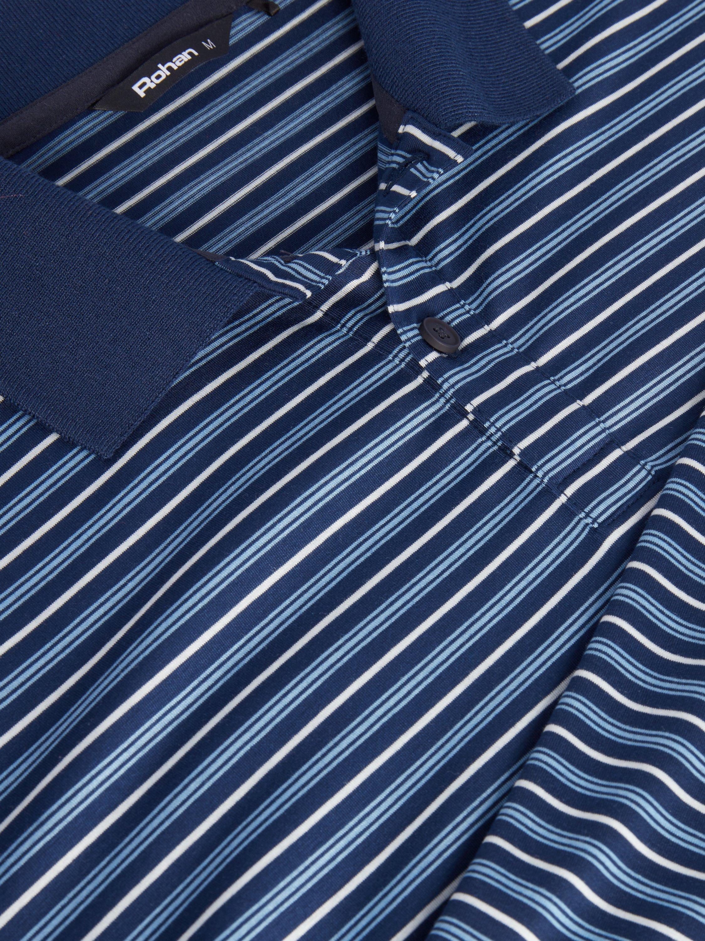 Product image 5 of 5, which shows Rohan Men's Long Sleeve Shoreline Polo Top, Frenchbluebluestripe, S