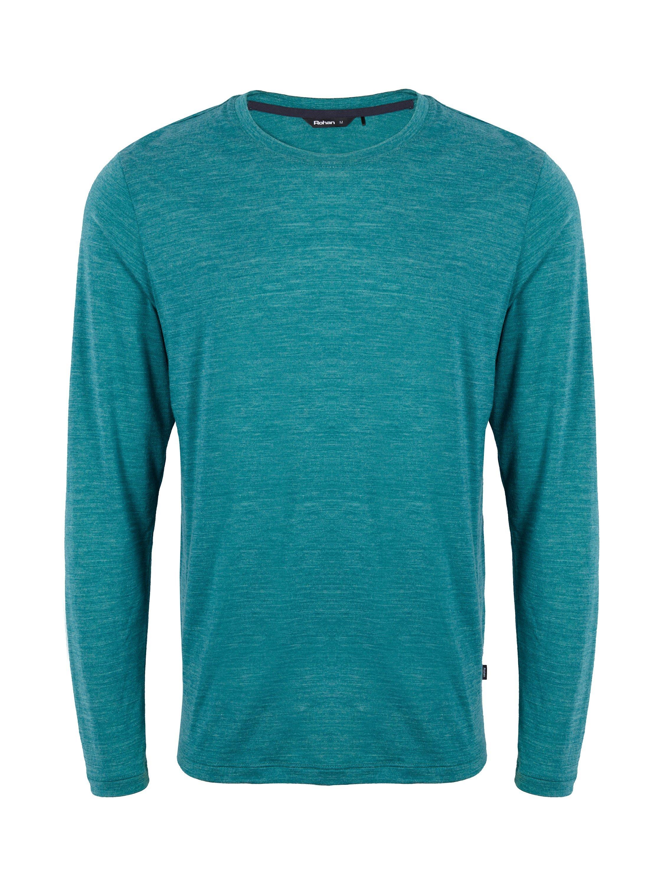 Product image 3 of 4, which shows Rohan Men's Merino Cool Long Sleeve T-Shirt, Marine Teal Marl, M