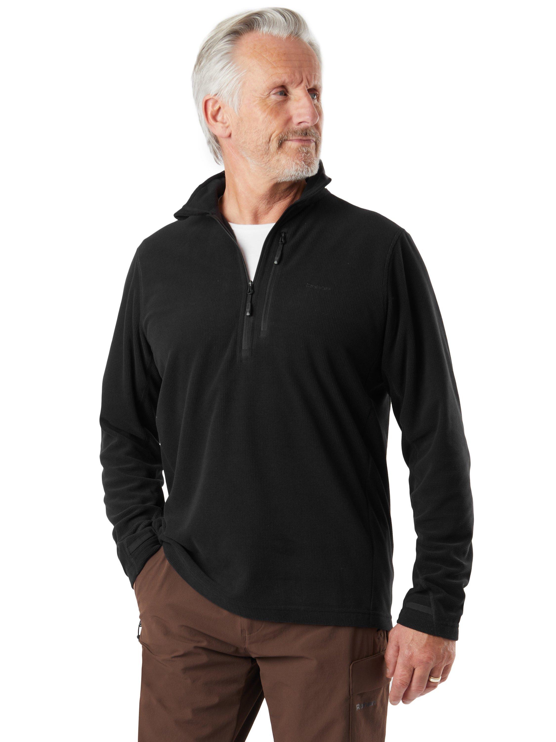 Product image 1 of 6, which shows Rohan Men's Microgrid Zip Neck Jumper, Black, S