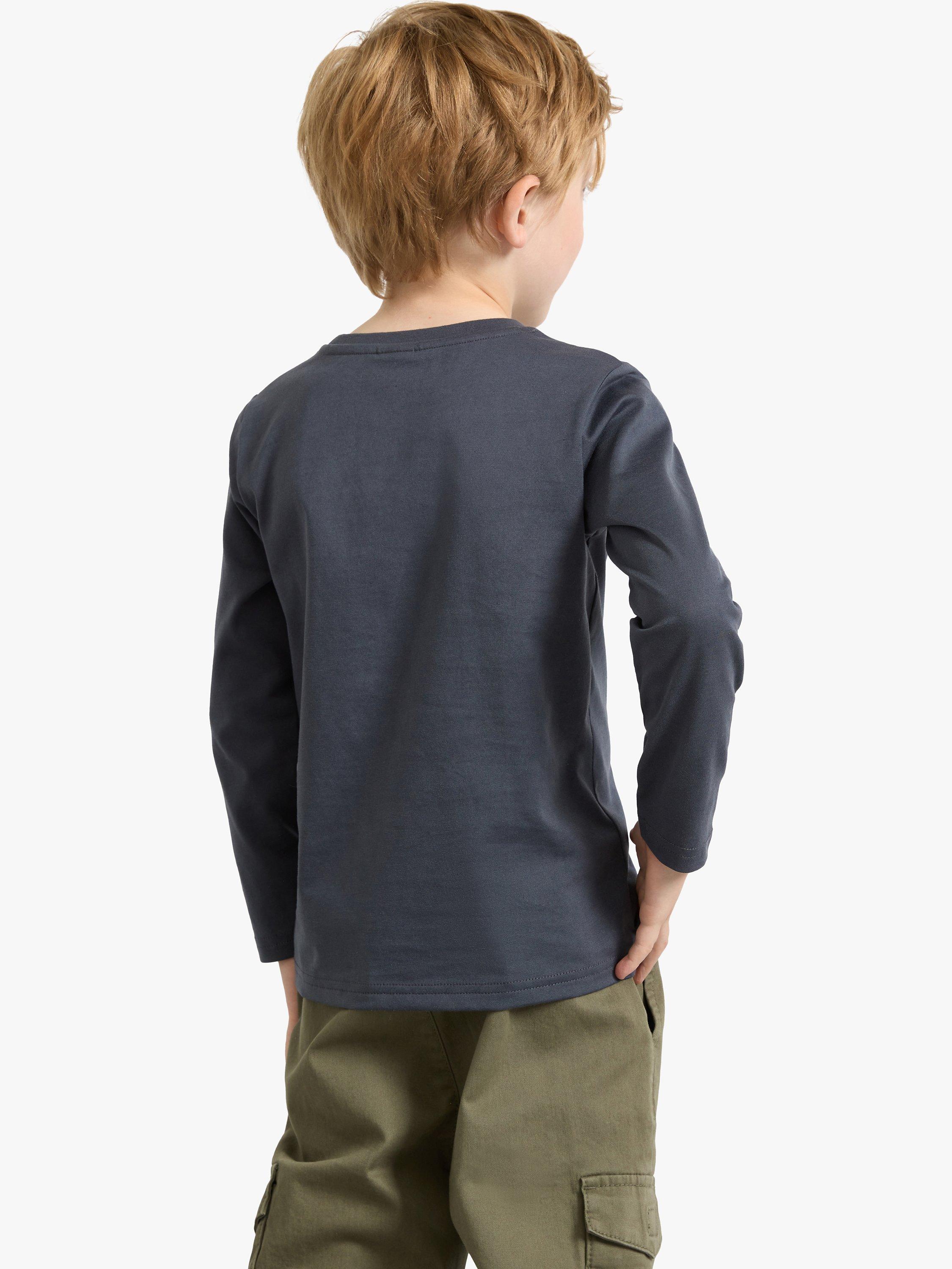 Lindex Kids' Dinosaur Foil Long Sleeve Top, Dark Grey, 18-24 months