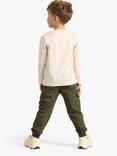 Lindex Kids' Organic Cotton Jersey Cargo Trousers, Dark Khaki Green