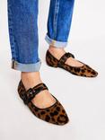 Boden Vic Leather Leopard Chisel Toe Mary Janes, Brown/Multi