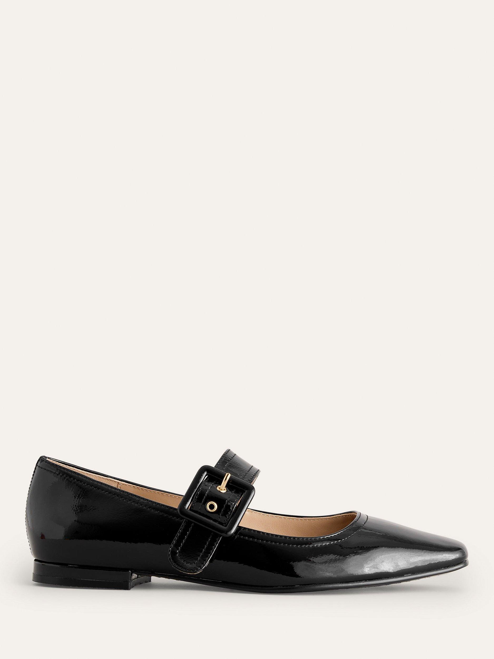 Product image 1 of 5, which shows Boden Vic Patent Leather Chisel Toe Mary Janes, Black, 4