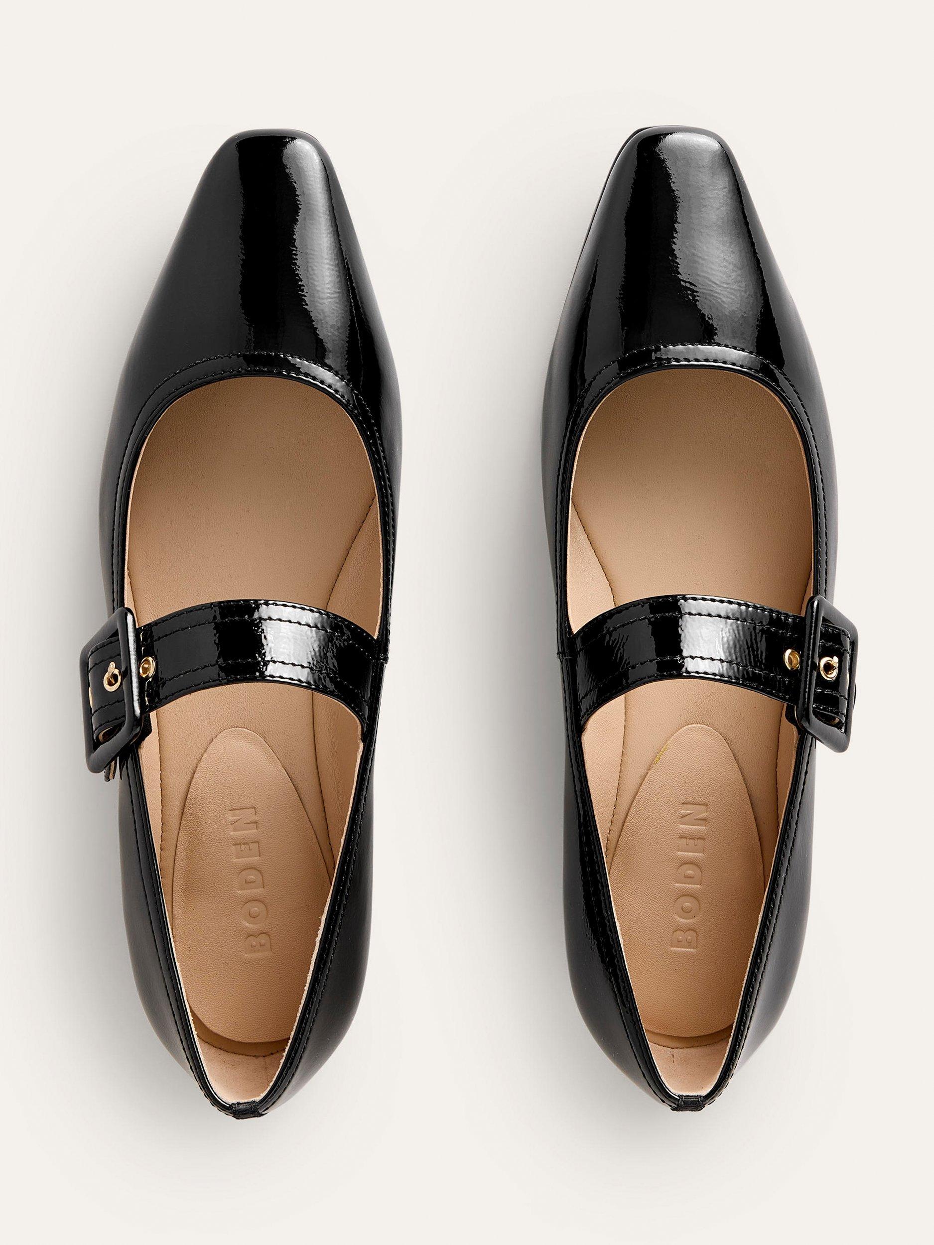Product image 5 of 5, which shows Boden Vic Patent Leather Chisel Toe Mary Janes, Black, 4
