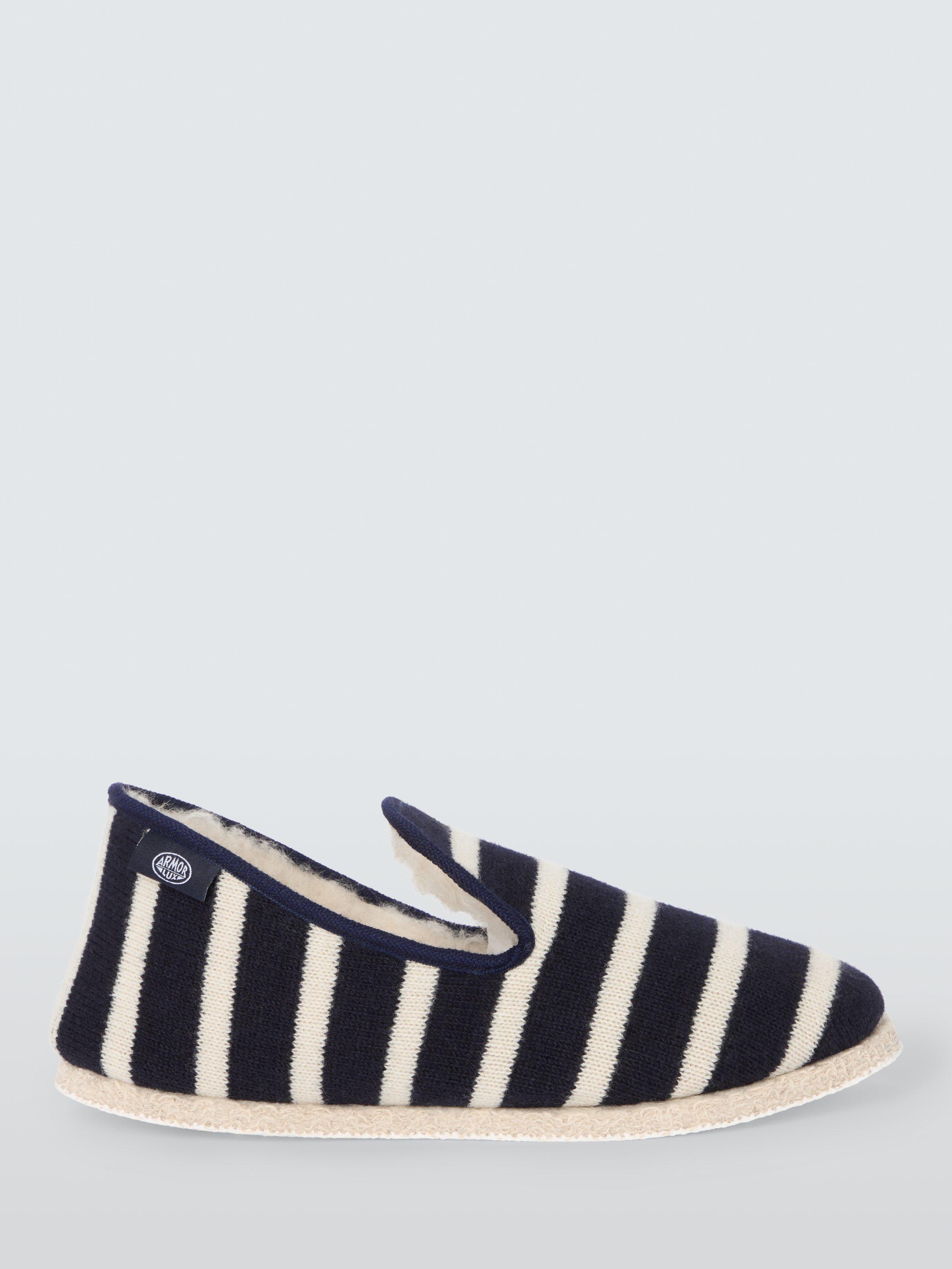 Product image 1 of 6, which shows Armor Lux Striped Wool Slippers, Navy/Natural, 8