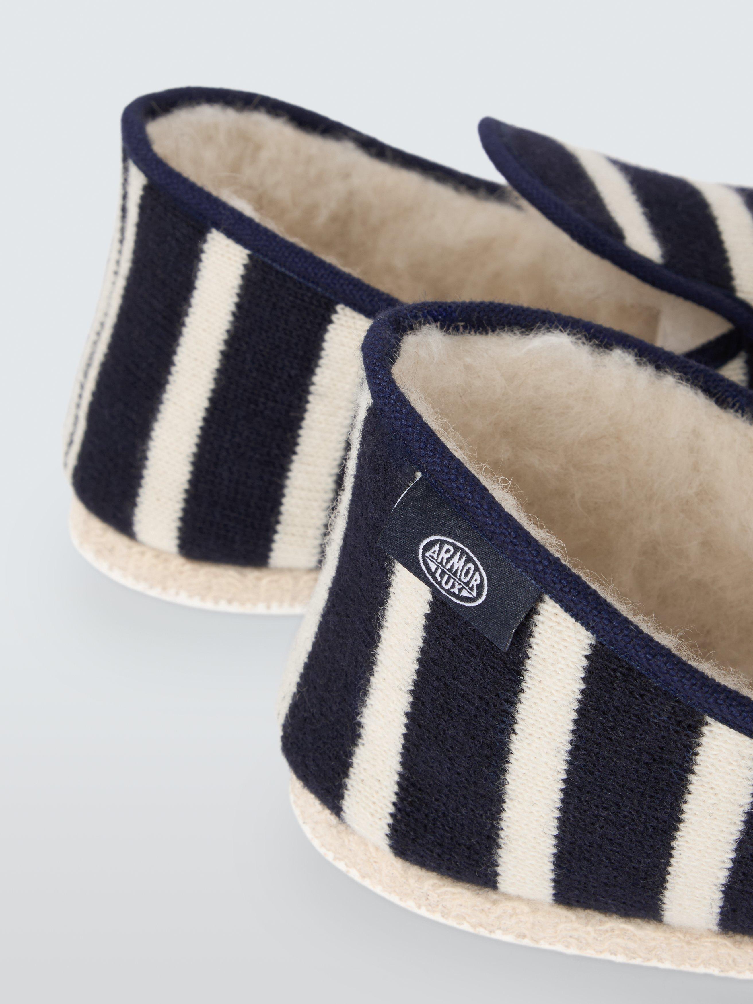 Product image 4 of 6, which shows Armor Lux Striped Wool Slippers, Navy/Natural, 8