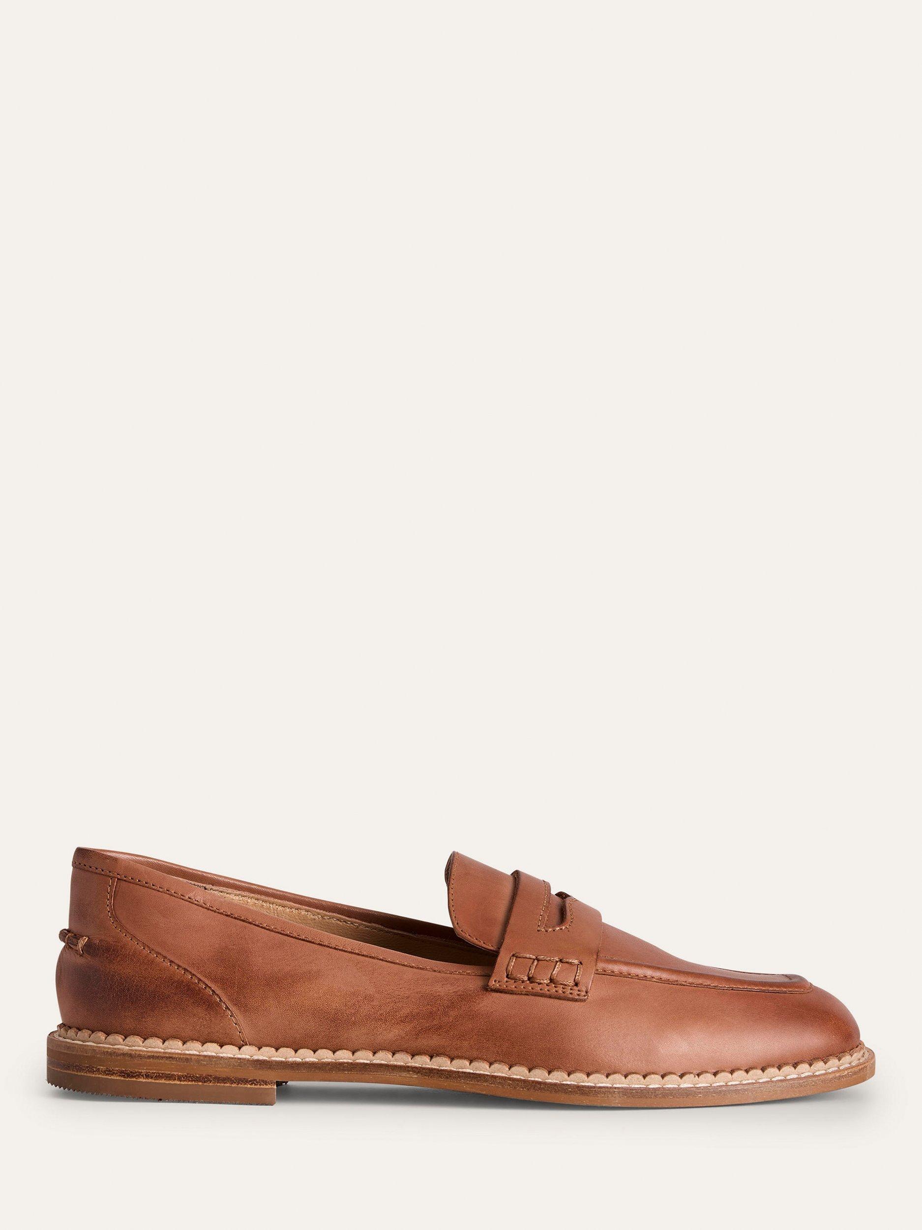 Boden Structured Penny Leather Loafers, Tan