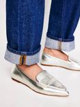 Boden Leather Pointed Loafers, Silver