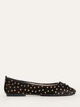 Boden Kitty Leather Polka Dot Ballet Pumps, Black/Camel