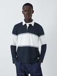 Armor Lux Polo Collar Sweater, Rich Navy/Milk