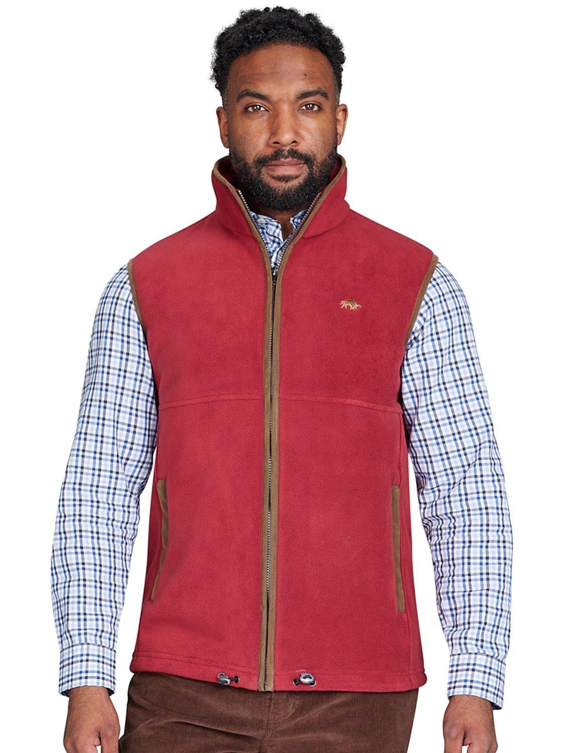 Product image 1 of 9, which shows Raging Bull Fleece Gilet, Burgundy, S