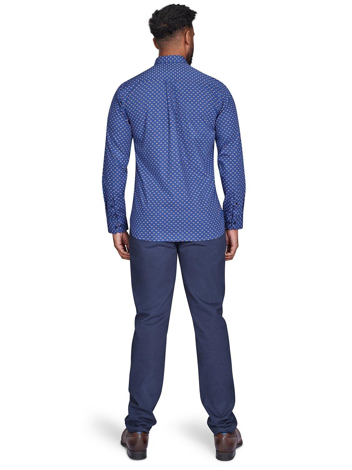 Product image 3 of 7, which shows Raging Bull Leaf Print Shirt, Navy/Orange, S
