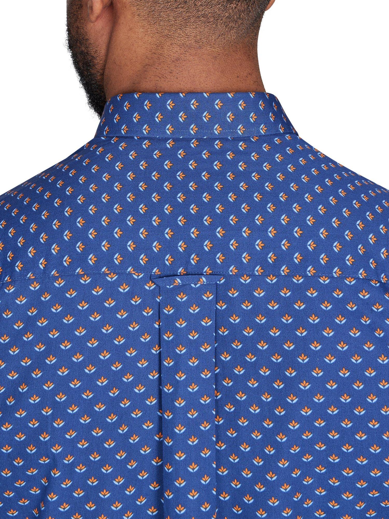 Product image 6 of 7, which shows Raging Bull Leaf Print Shirt, Navy/Orange, S