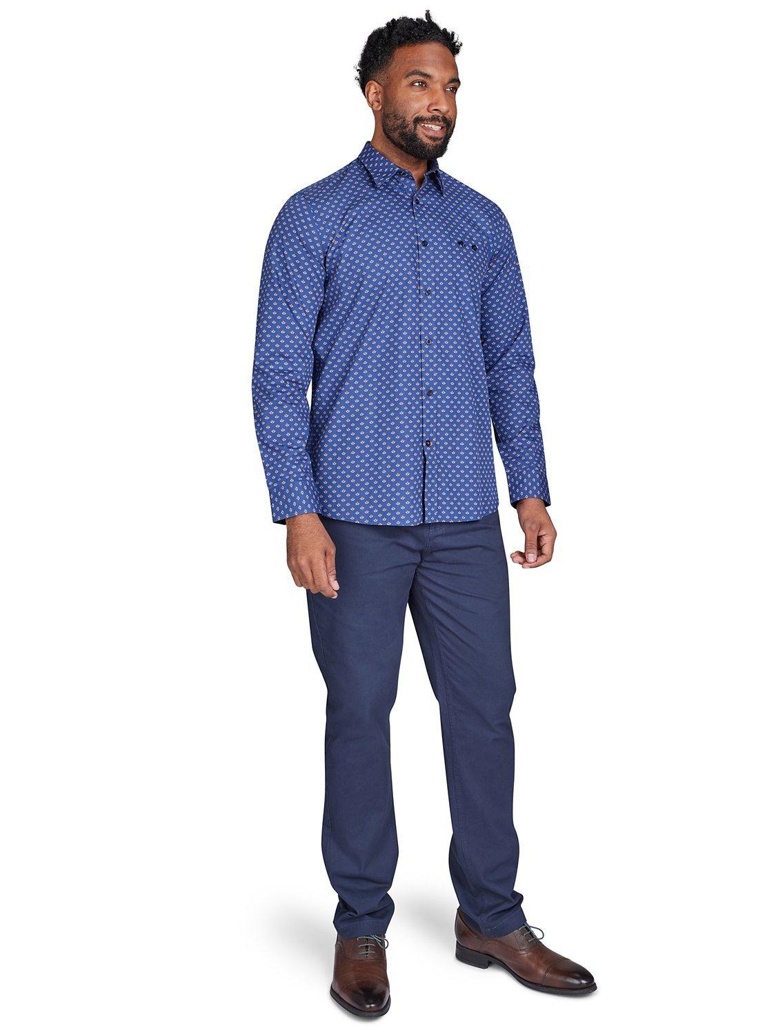 Product image 7 of 7, which shows Raging Bull Leaf Print Shirt, Navy/Orange, S