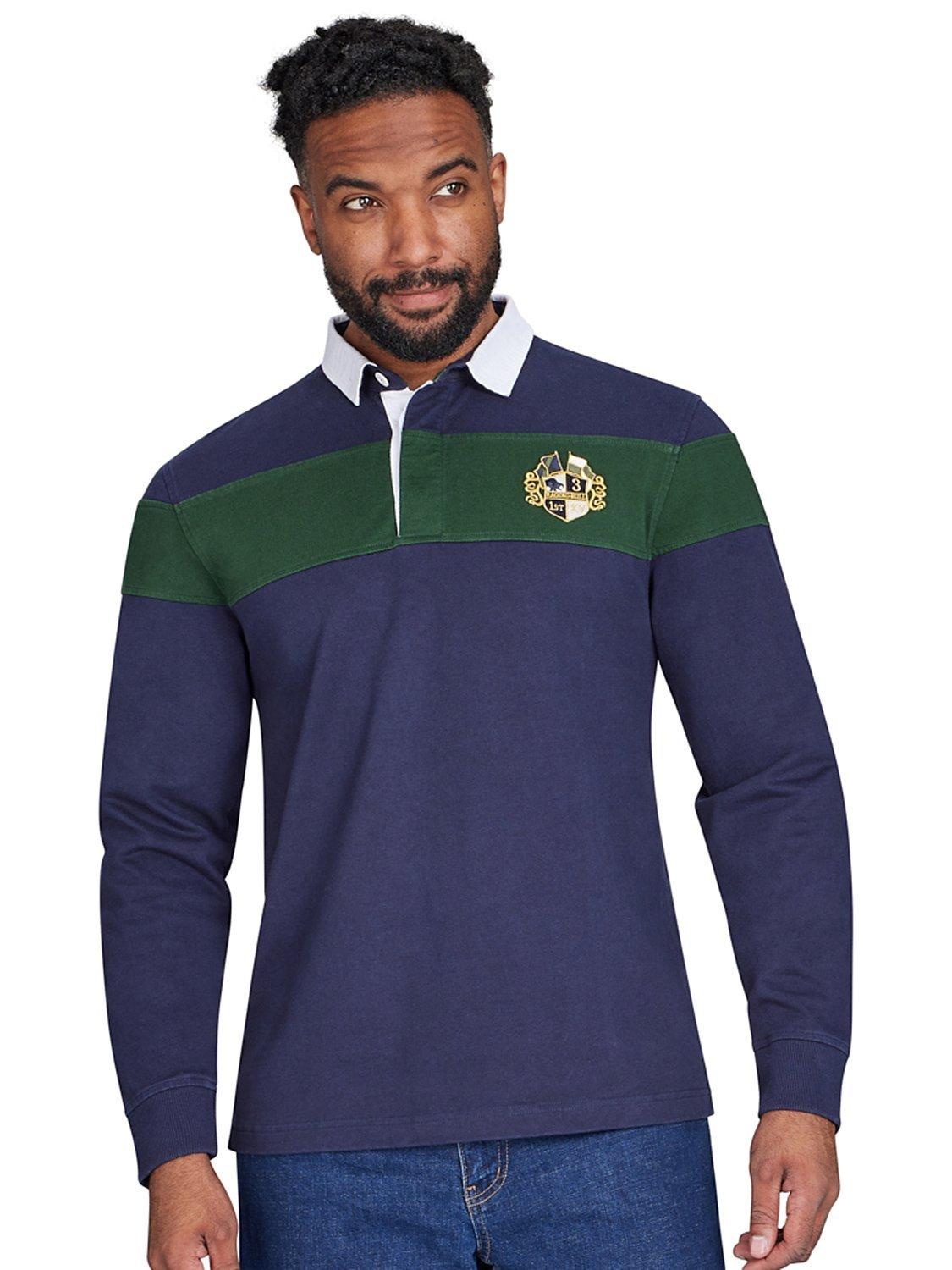 Raging Bull Chest Panel Rugby Shirt, Navy/Multi