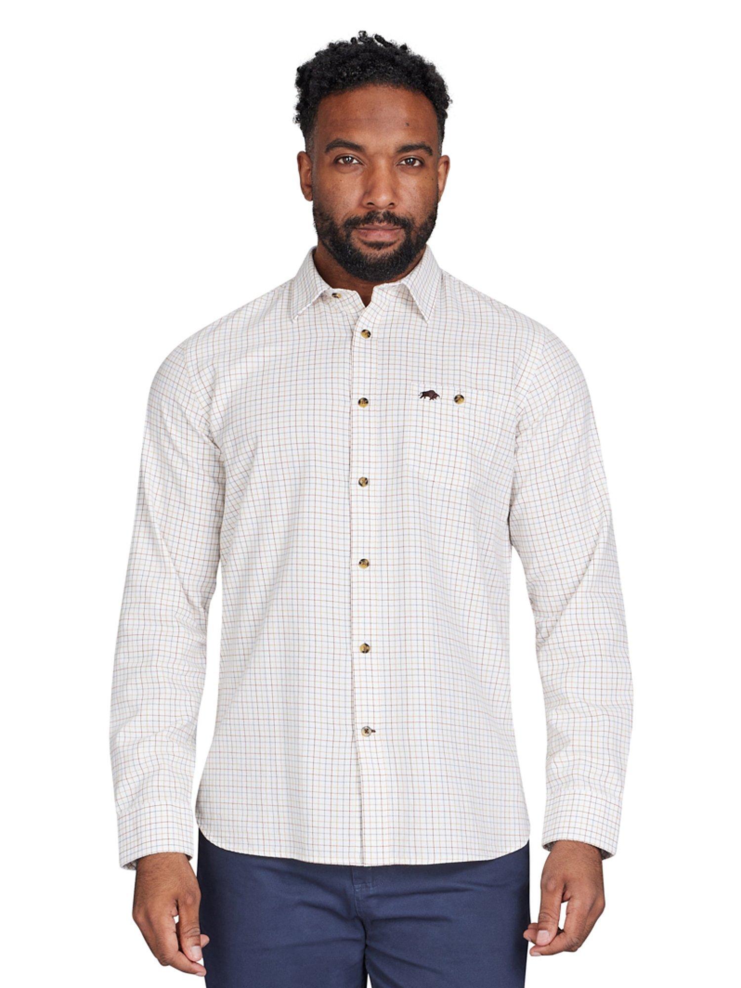 Product image 1 of 8, which shows Raging Bull Country Check Brushed Cotton Shirt, White, S