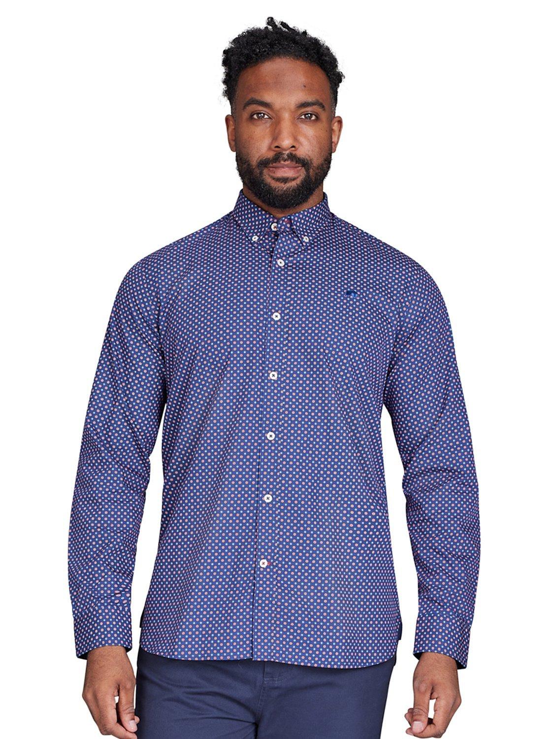 Product image 1 of 8, which shows Raging Bull Geo Print Shirt, Navy, S