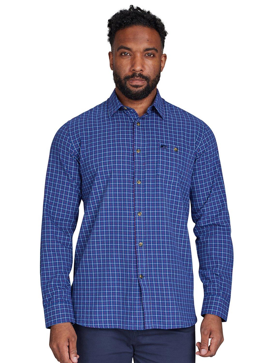 Product image 1 of 5, which shows Raging Bull Window Pane Shirt, Navy, S