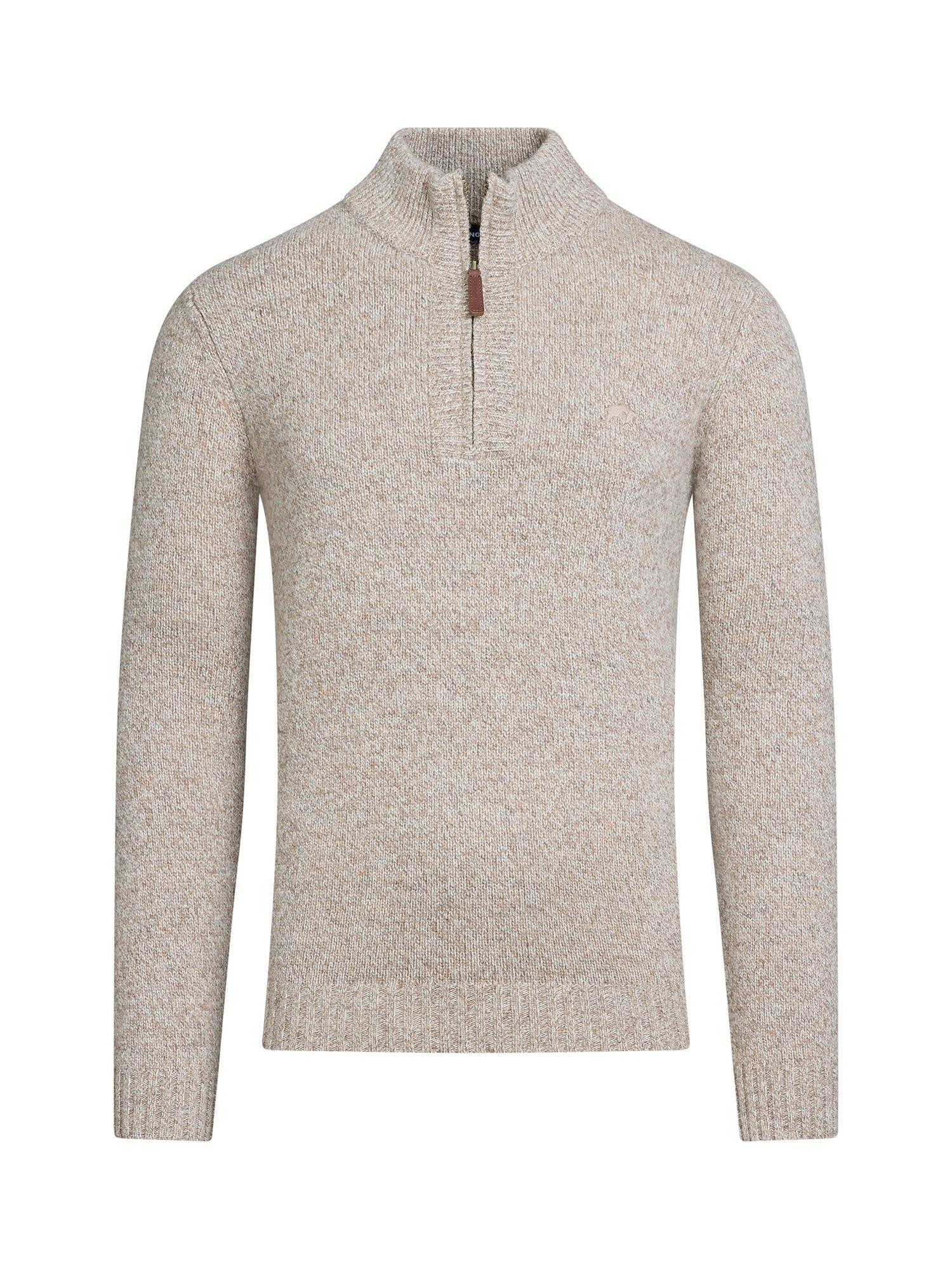 Product image 2 of 5, which shows Raging Bull Chunky Fleck Quarter Zip Jumper, Toast, S