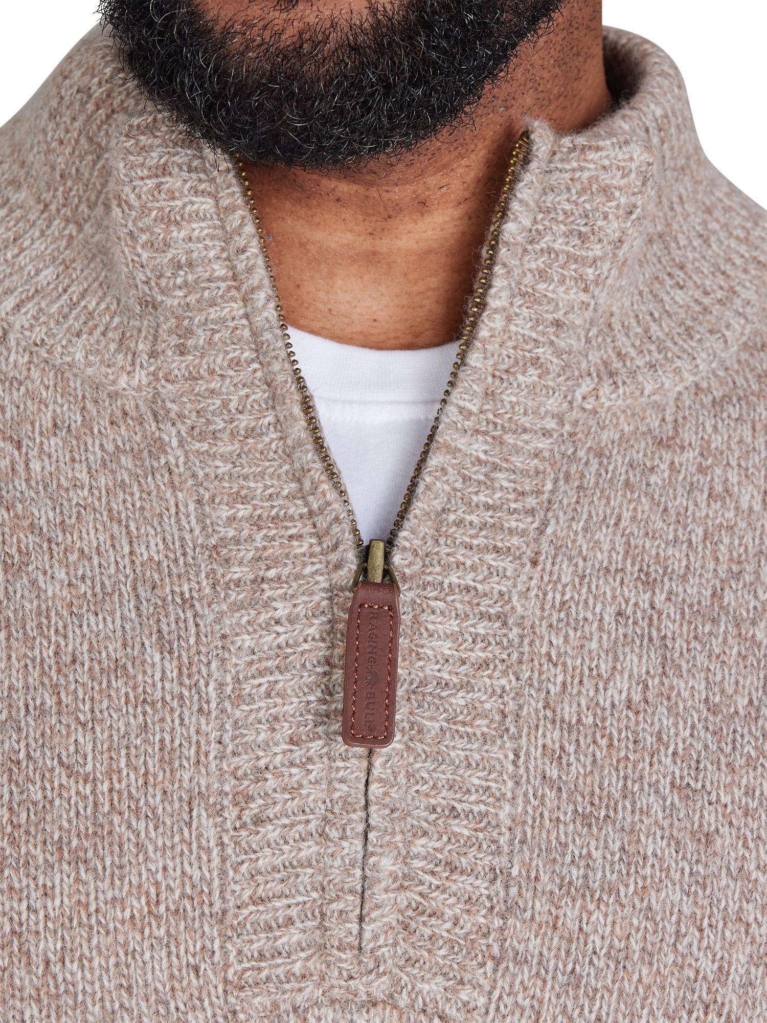 Product image 3 of 5, which shows Raging Bull Chunky Fleck Quarter Zip Jumper, Toast, S
