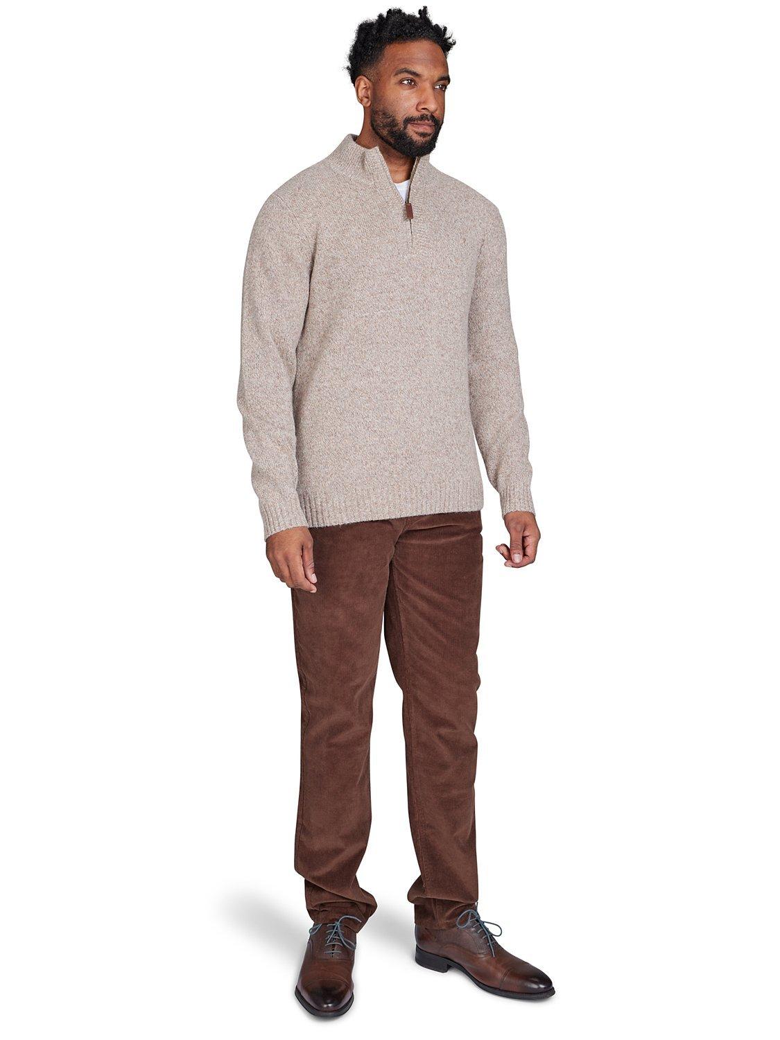 Product image 5 of 5, which shows Raging Bull Chunky Fleck Quarter Zip Jumper, Toast, S