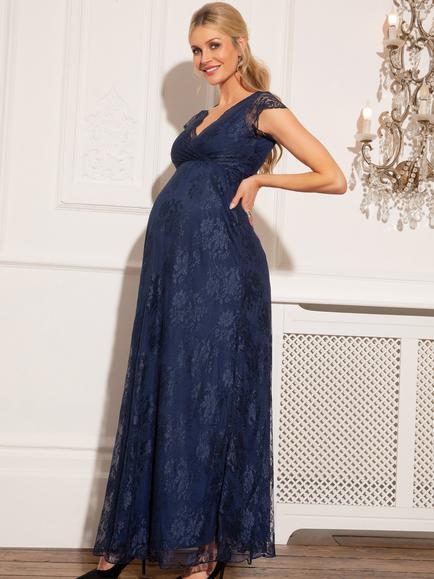 Tiffany Rose Eden Lace Maternity Dress, Navy - view 2, Navy
