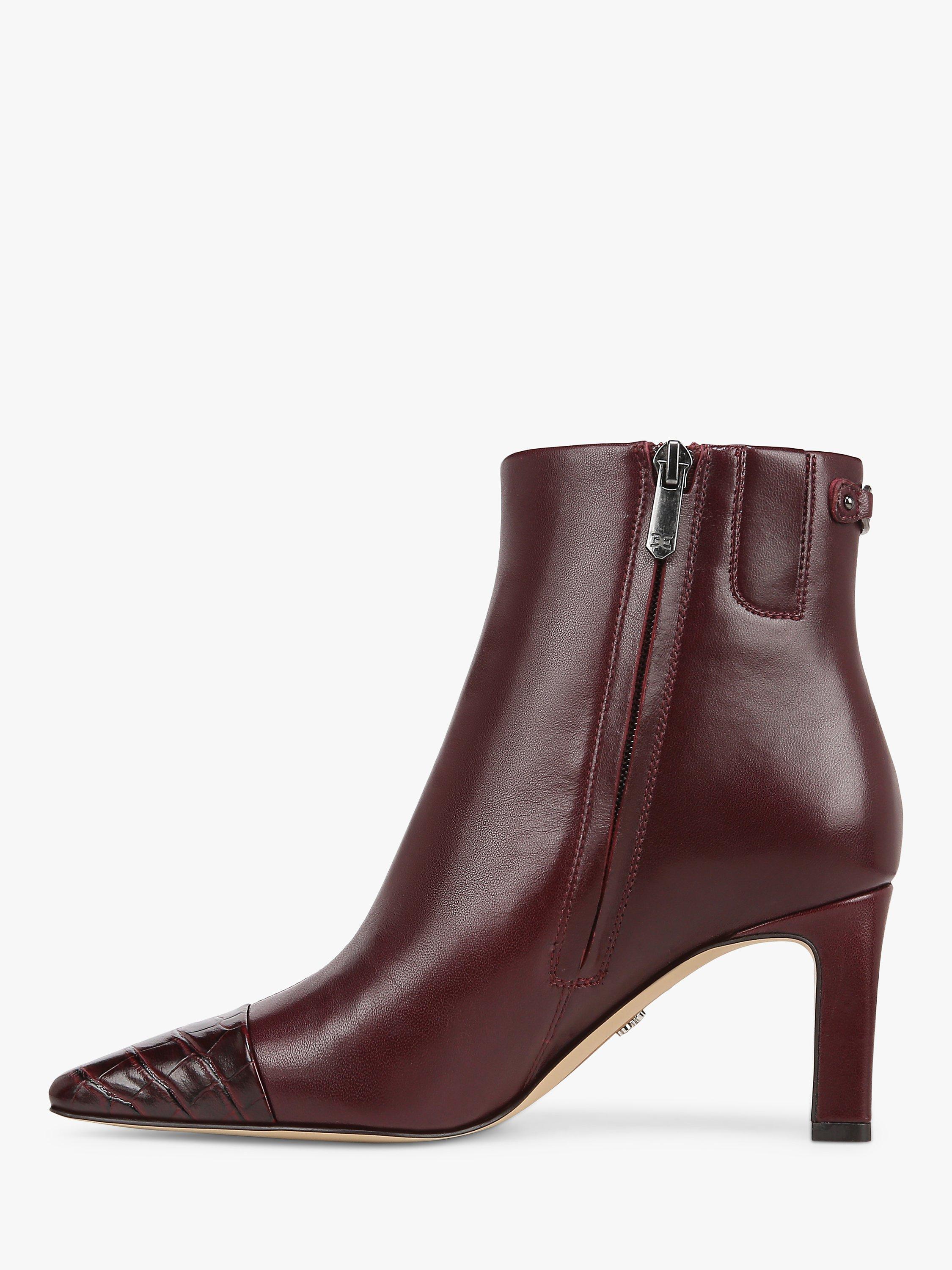 Product image 3 of 6, which shows Sam Edelman Saige 2 Leather Ankle Boots, French Burgundy, 3