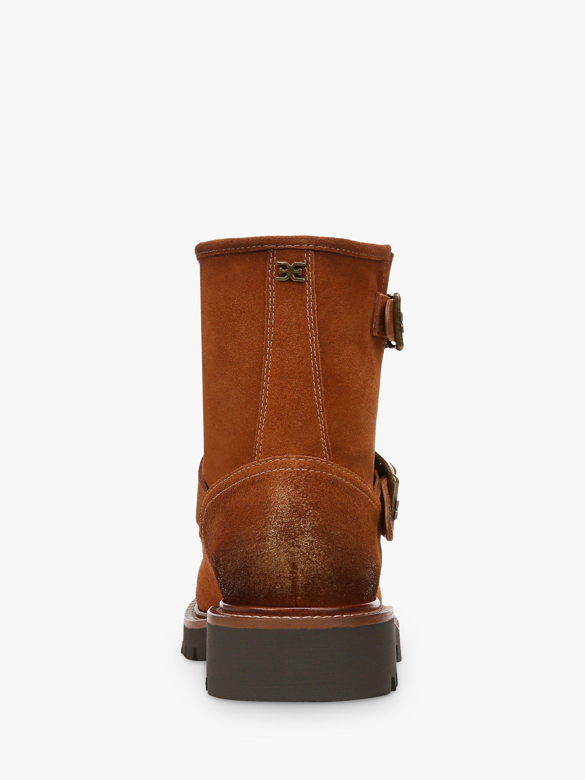 Sam Edelman Kinsley Leather Biker Ankle Boots Amber Brown