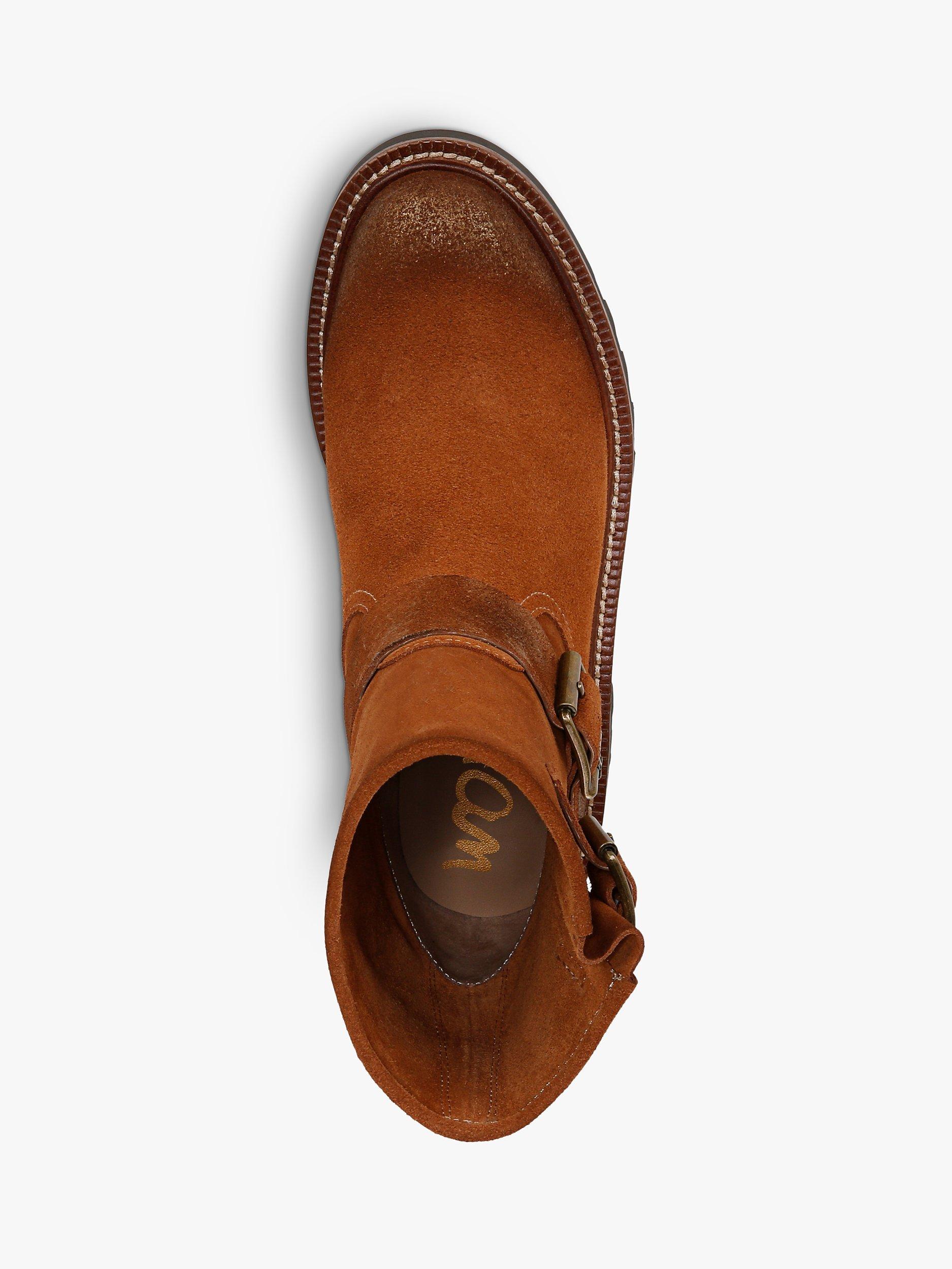 Product image 5 of 6, which shows Sam Edelman Kinsley Leather Biker Ankle Boots, Amber Brown, 3