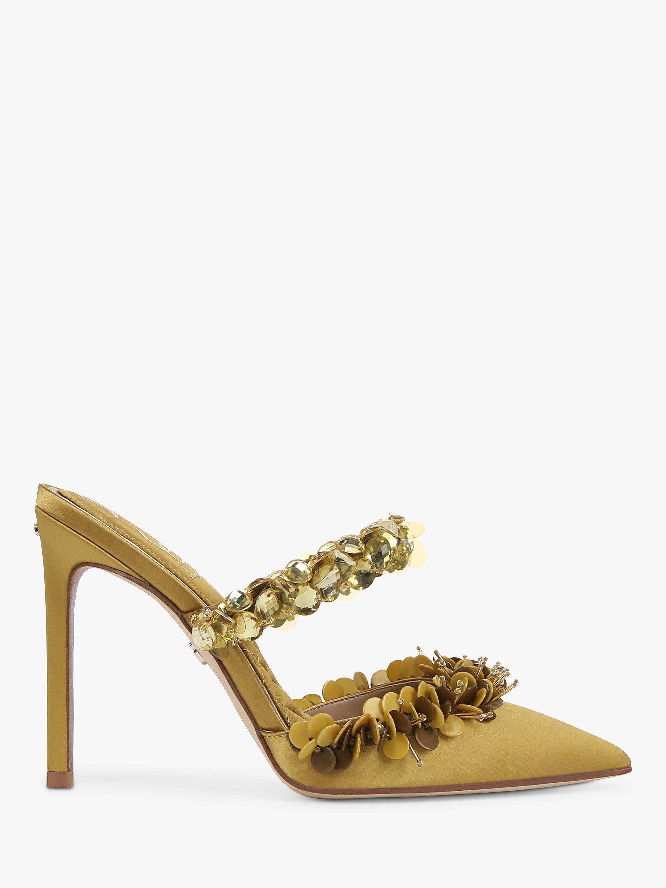 Product image 1 of 6, which shows Sam Edelman Athena Ruffle Pointed Heeled Mules, Dark Pear, 3