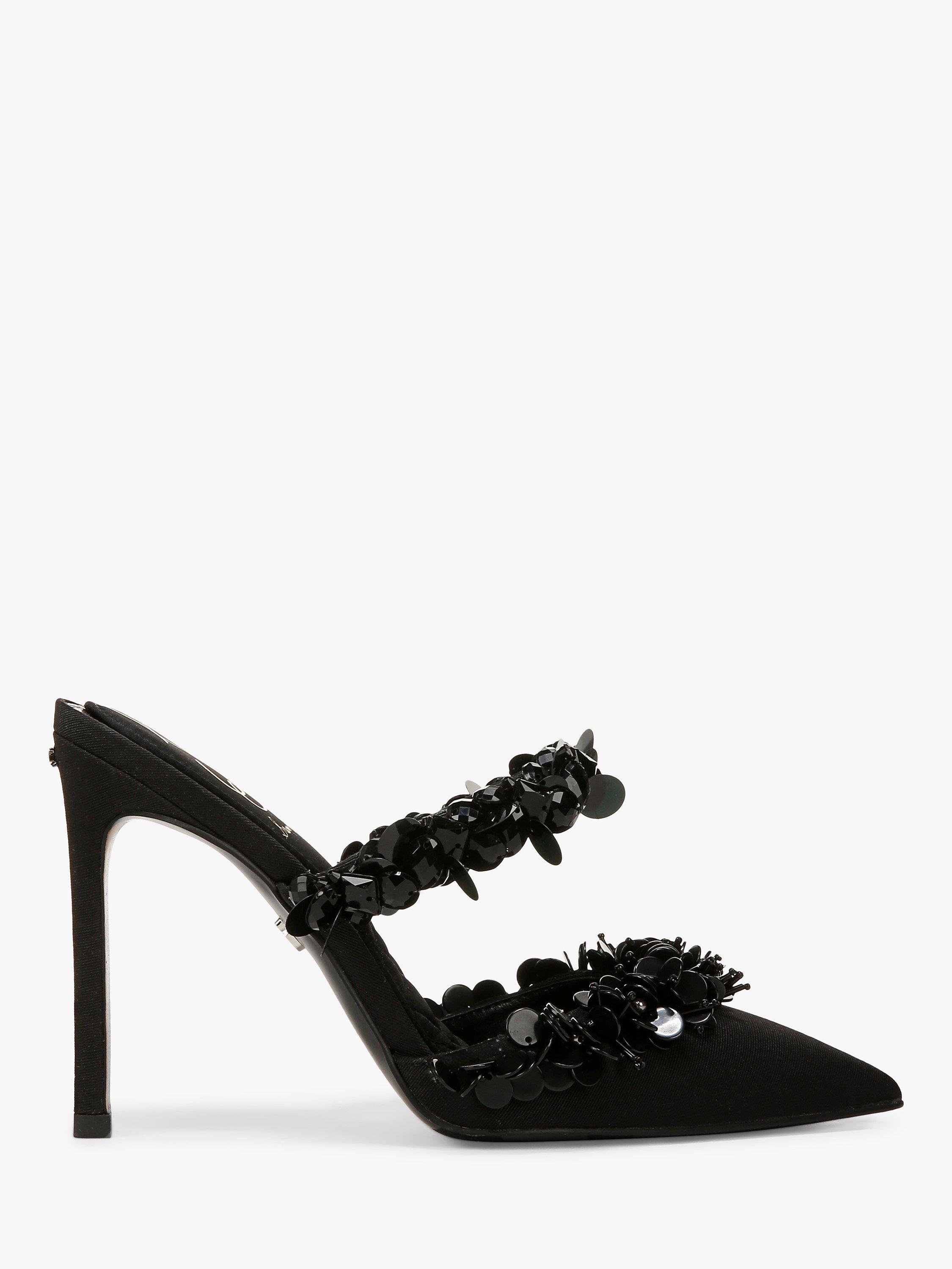 Product image 1 of 6, which shows Sam Edelman Athena Ruffle Pointed Heeled Mules, Black, 3