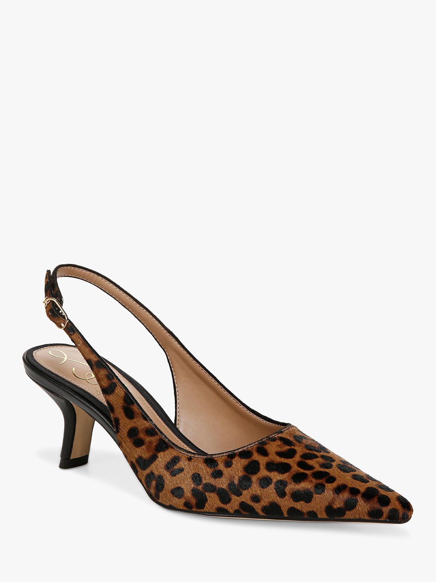 Sam Edelman Bianka Leather Leopard Pointed Slingback Courts Granada Tan