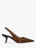Sam Edelman Bianka Leather Leopard Pointed Slingback Courts, Granada Tan