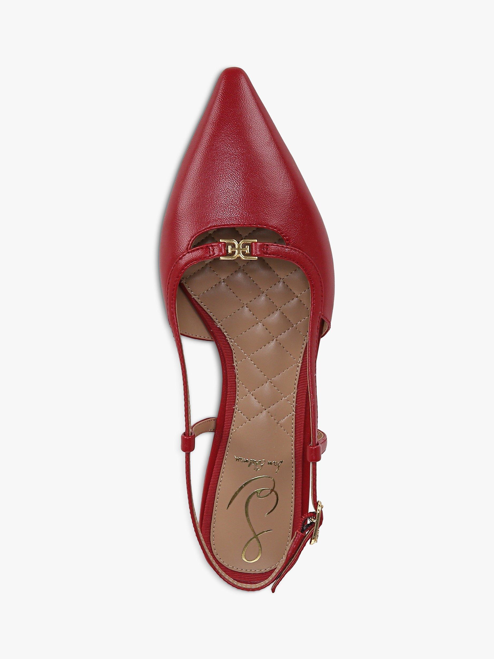 Product image 5 of 6, which shows Sam Edelman Cohen Leather Pointed Slingback Flats, Scarlet, 3