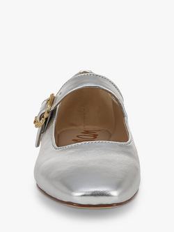 Sam Edelman Michaela Metallic Leather Mary Janes - view 2, Soft Silver