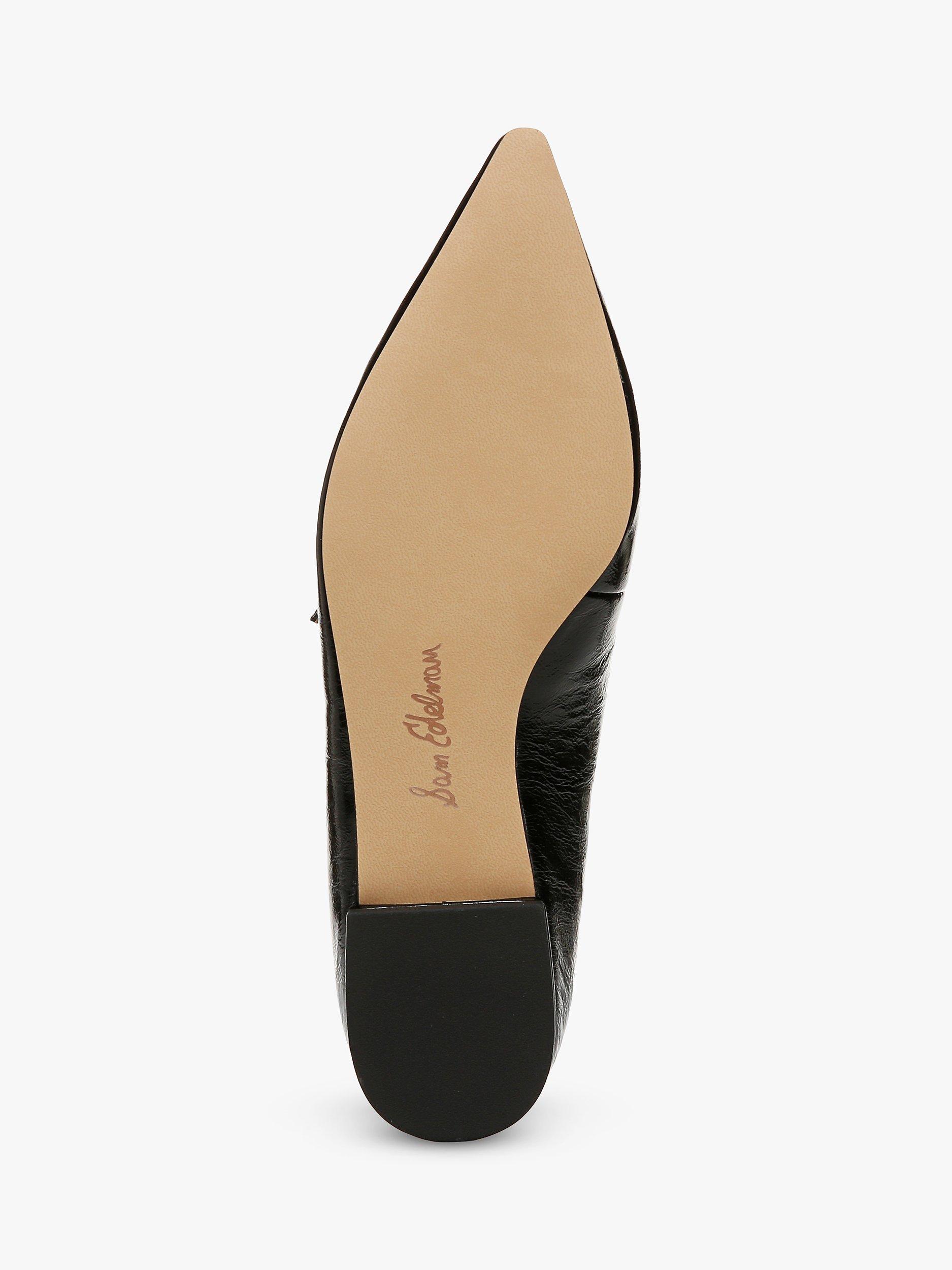 Sam Edelman Cass Leather Pointed Ballet Flats, Black, 3