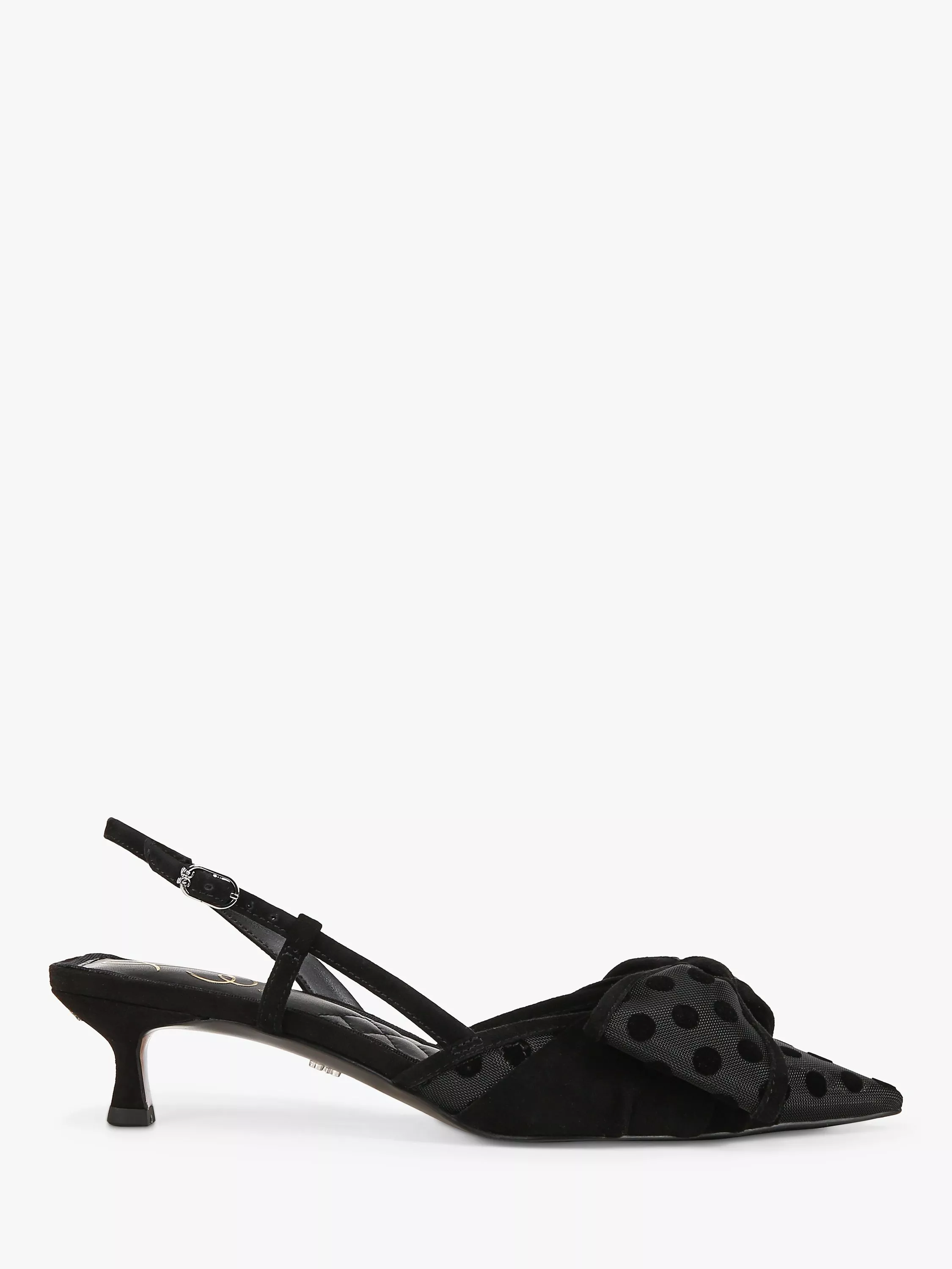 Sam Edelman Treena 2 Bow Polka Dot Pointed Slingback Heels Black