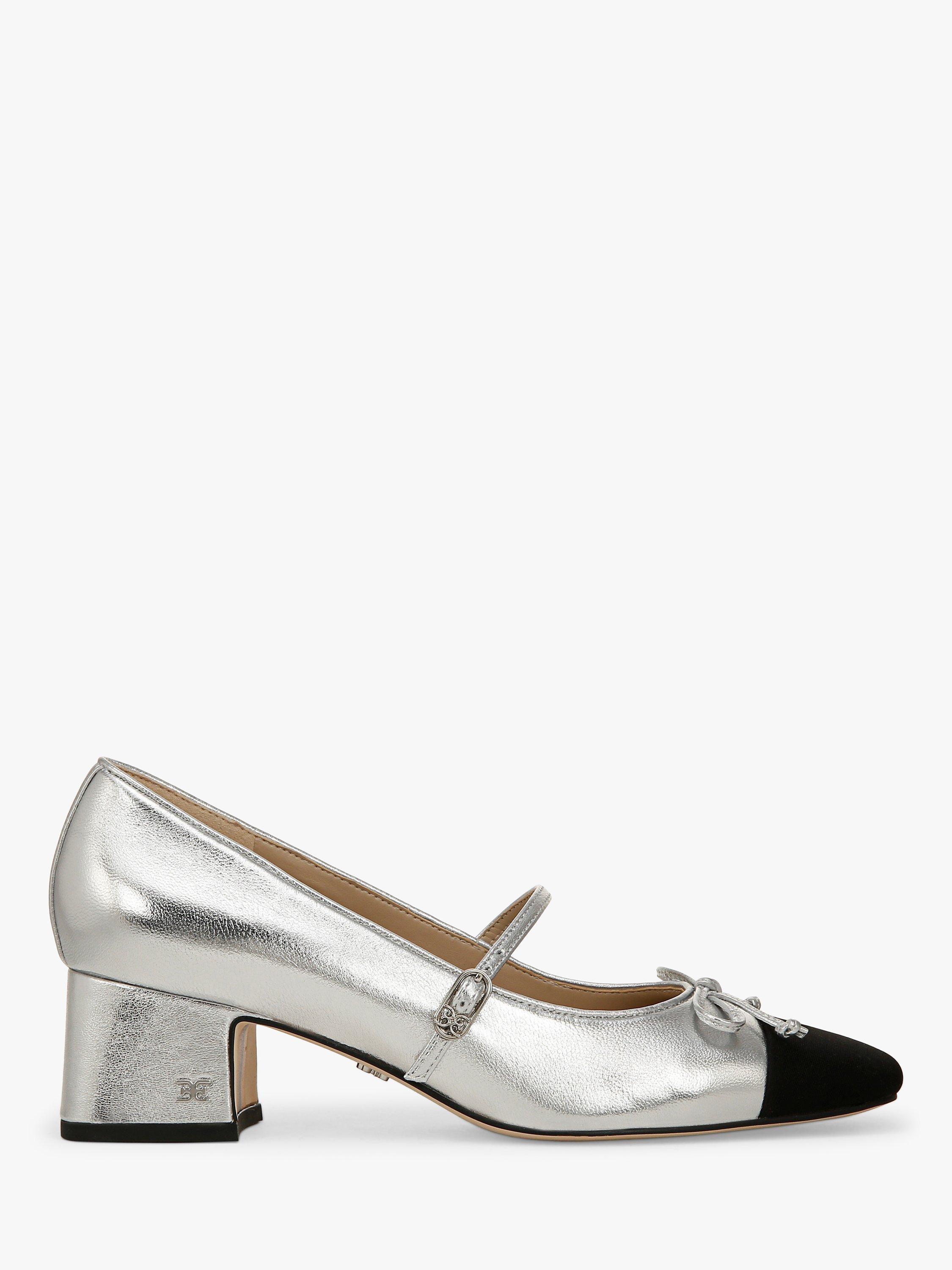 Sam Edelman Thora Metallic Leather Mary Janes Soft Silver Black