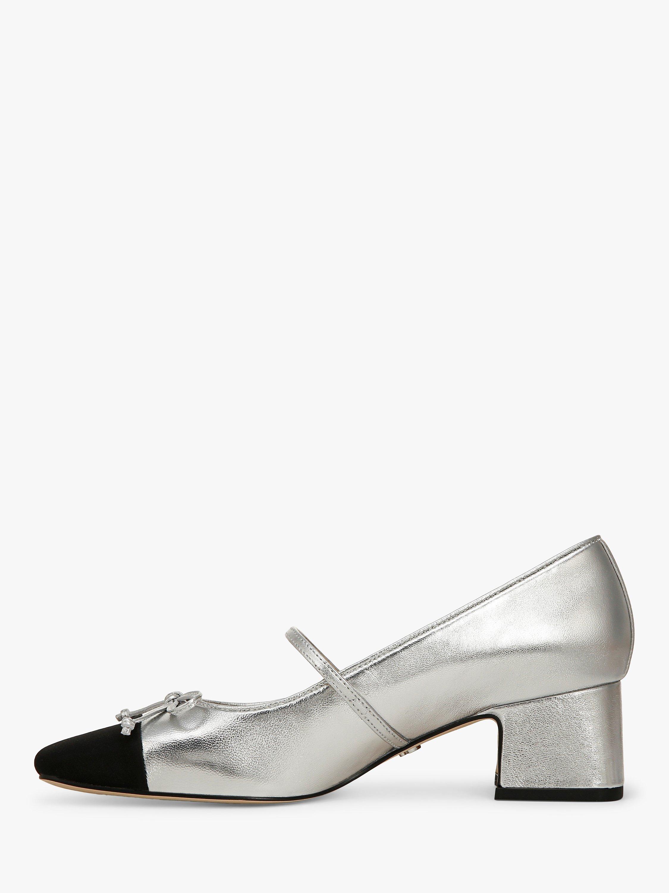 Sam Edelman Thora Metallic Leather Mary Janes Soft Silver Black