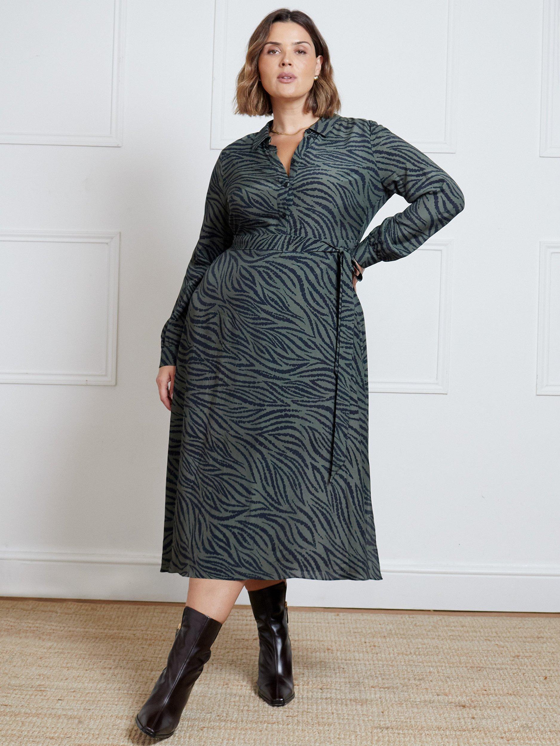 Product image 1 of 4, which shows Live Unlimited Curve Animal Print Dress, Khaki, 12