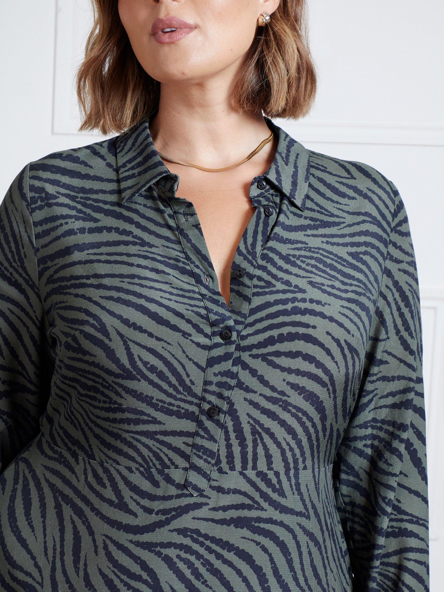 Product image 2 of 4, which shows Live Unlimited Curve Animal Print Dress, Khaki, 12